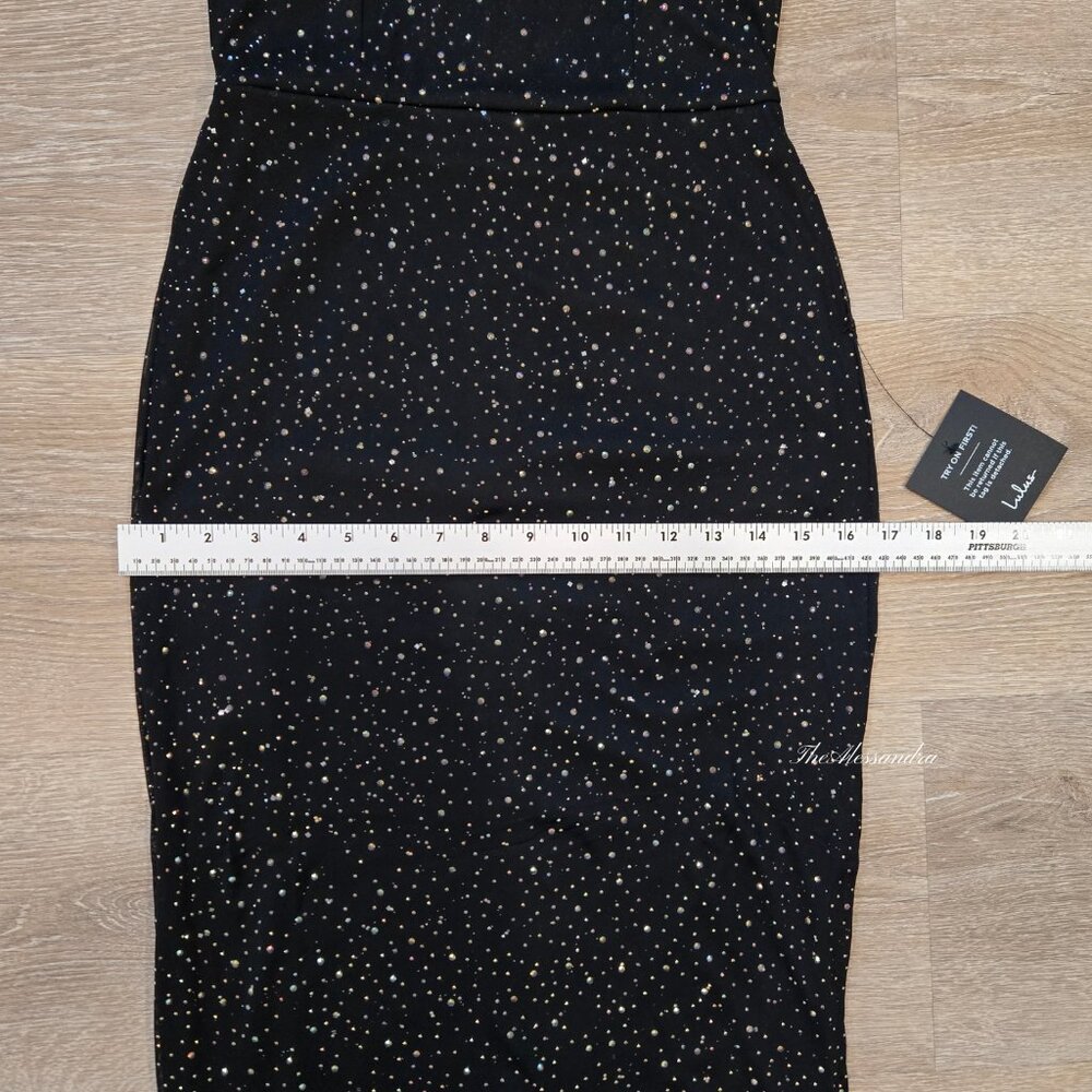 Lulus Black Rhinestone Maxi Dress Small New With Tags Missing Some Rhinestones - Picture 7 of 16